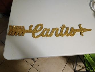 Glittered Plywood Cantu Sign 