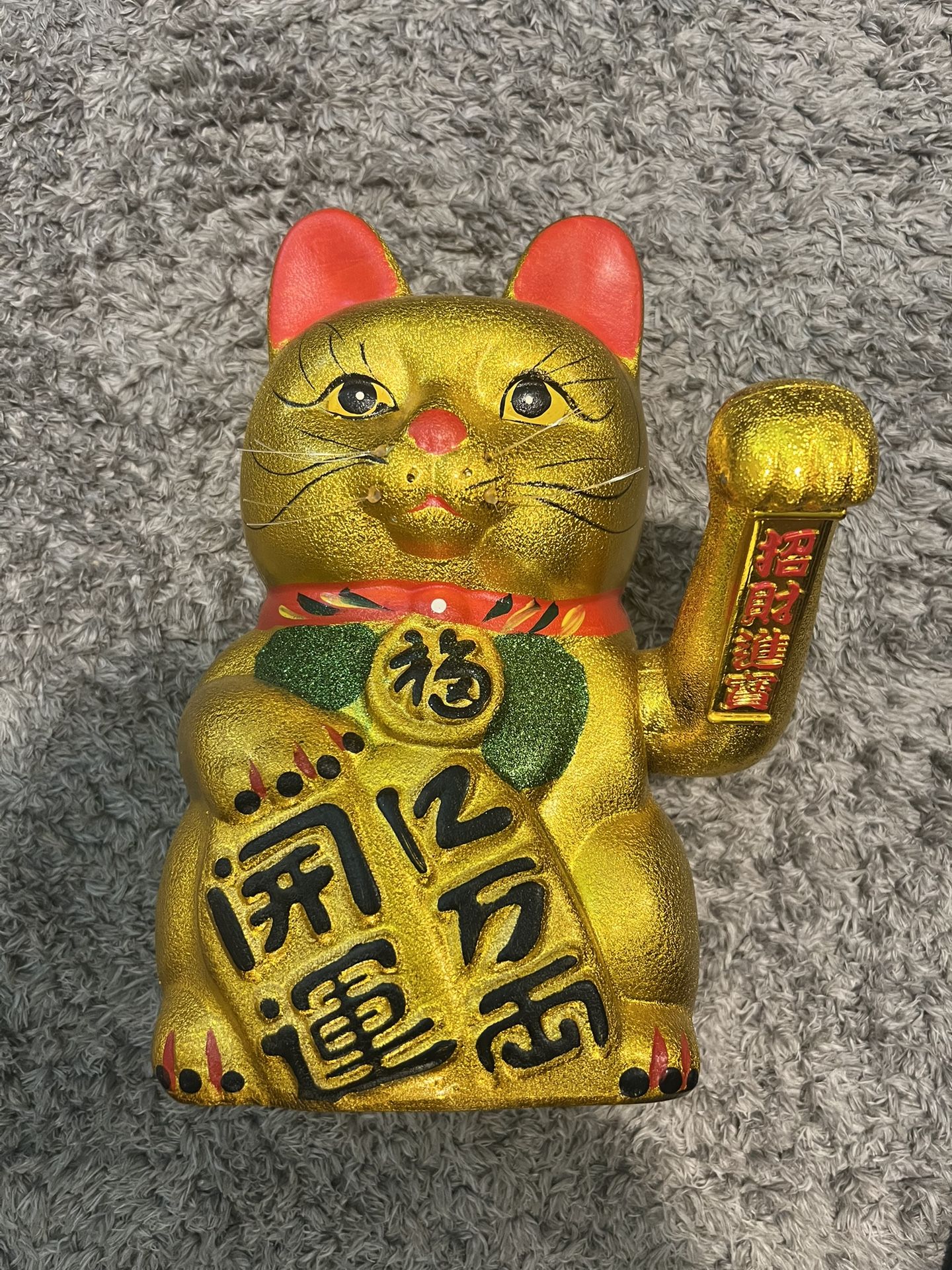 15" Waving Lucky Fortune Cat Maneki Neko Japanese Porcelain