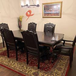 New/ Brown Formal Extendable Dining Room Set/ Table And Chairs/ Comedor// 