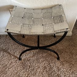 Make Up Mirror Vanity Chair. Silver and Black Metal Legs. Good Condition 