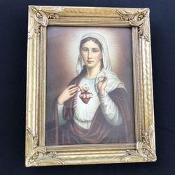 Vintage 1940s  * Religious Print * Glass Framed