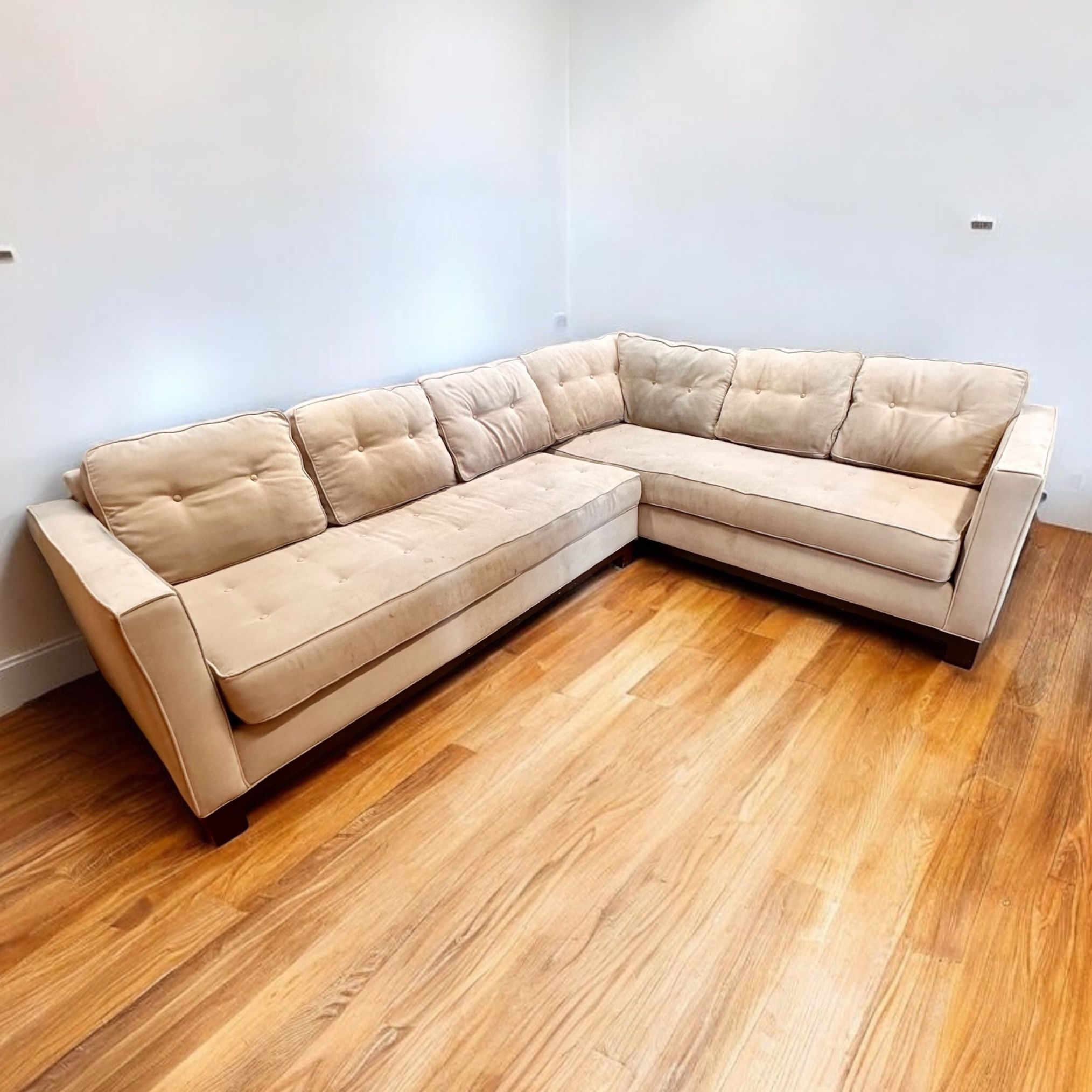 Macy’s Beige 110” by 82” 2pc Tufted Sectional Sofa