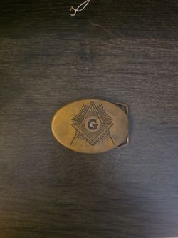 Free mason antique brass belt buckle