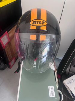 2 BILT Motorcycle Helmets – Black & Orange – $40 for Both