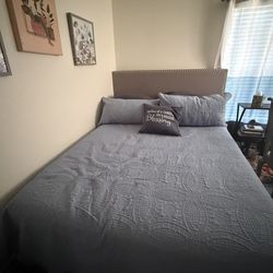 Queen Bed (Frame, Mattress, Boxspring, Sheets)