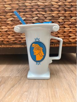 Disney Hercules Herculade Blue Pillar Column 14oz Travel Ceramic Mug