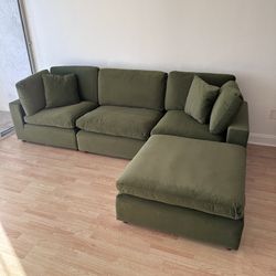 New Olive Green Velvet Cloud Couch Sectional