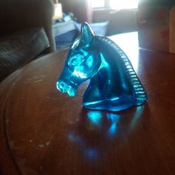 Vintage Cobalt Blue Glass Horse Head