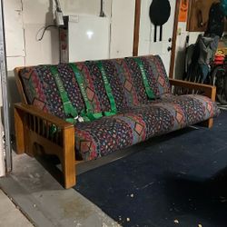 Colorful Futon With Wooden Base