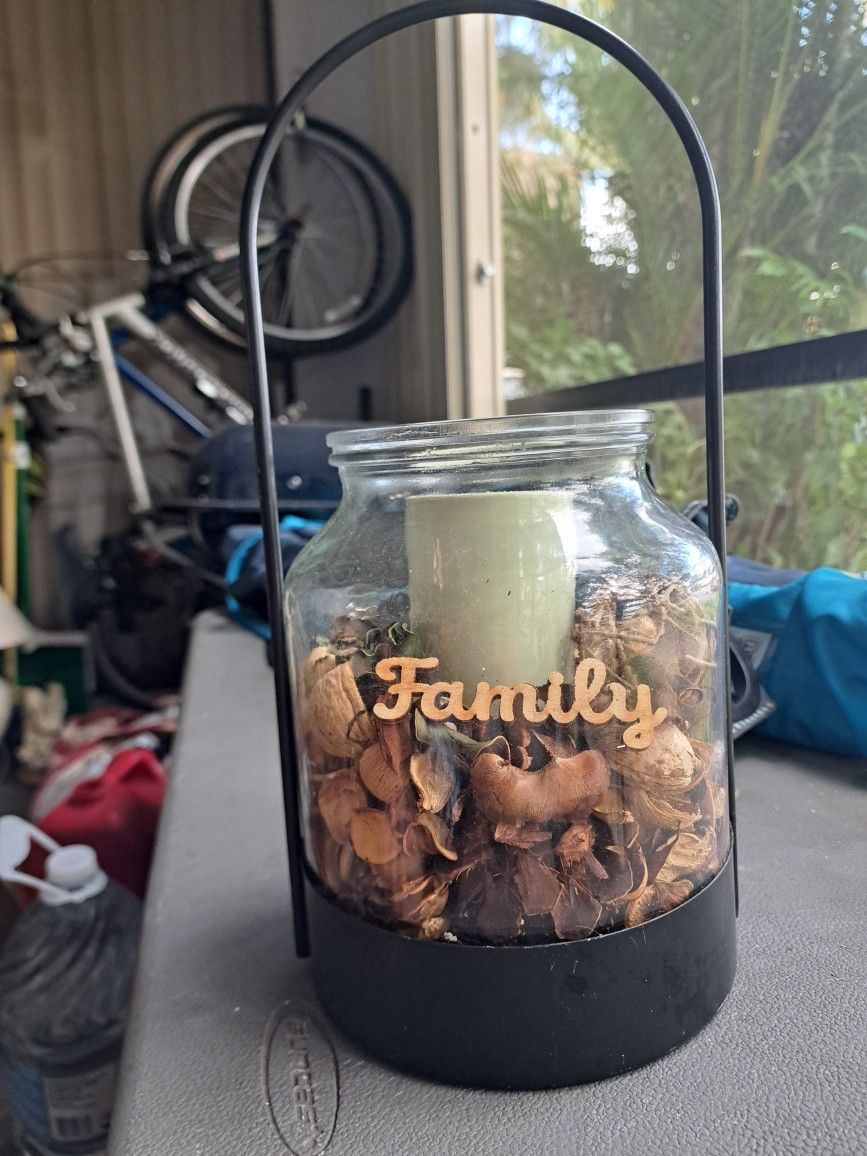 Wrought Iron Glass Lantern $20