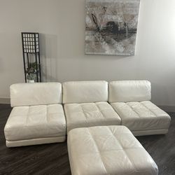 White Leather Couch Modern Sectional