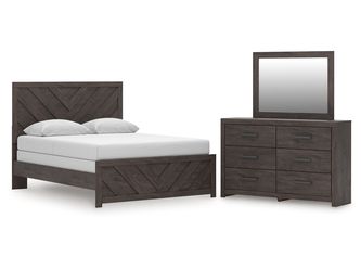 Prendonea Charcoal King Panel Bed, Dresser and Mirror (Online Special Price)