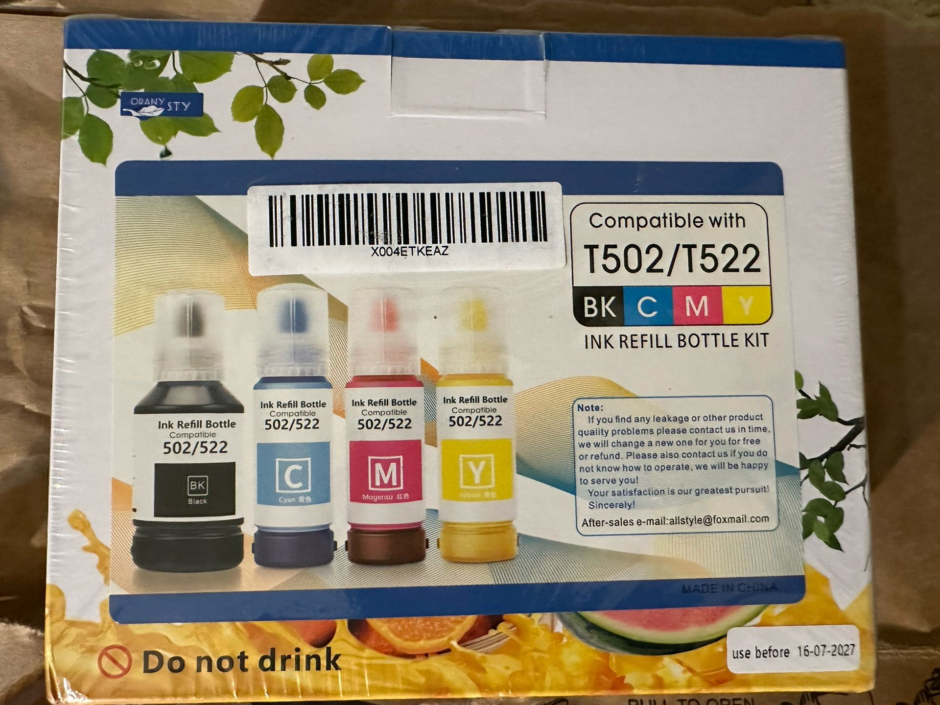Ink Bottles Compatible with epson 502 Ink Refill Bottles Replacement for ET-2750 ET-2850 ET-2760 ET-3760 ET-2800 ET-2803 ET-4760 ET-3750 ET-3850 ET-48