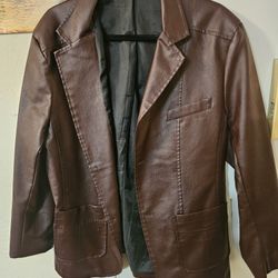MEN'S DRESS CASUAL LEATHER JACKET SIZE 42R COLOR BROWN BRAND NEW