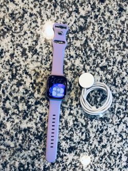 Apple Watch Series 10 gps + cellular 42mm Rose gold with purple band and charger. Battery health 100%