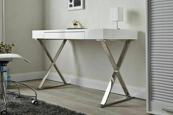 All NEW Modern White Lacquer Desk / Chrome legs 100% New in box