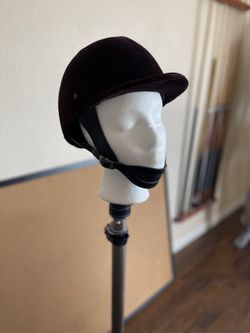 Dark brown velvet Jockey hat