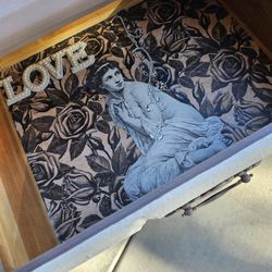 WHITE & BROWN NIGHTSTAND