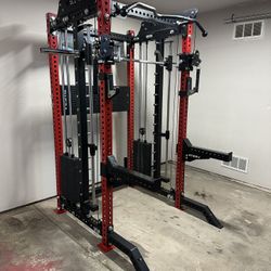 PRO SERIES Ultimate Half Rack Functional Trainer w/Smith Machine Bar | 400lb Stack | Gym Equipment | Fitness | Commercial | Squat Rack 