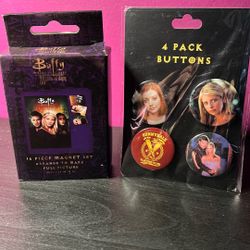 Buffy the Vampire Slayer new magnet set and buttons, pins