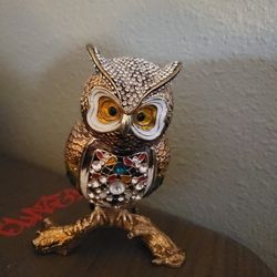 Rucinni jeweled owl trinket box