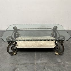 Baroque Style Metal Base Glass Coffee Table