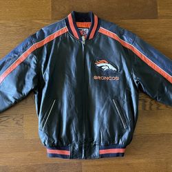 Vintage G-III Carl Banks Denver Broncos Mens Size Medium Leather Full Zip Jacket