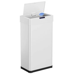 White 13Gal Automatic Lid Trash Can 