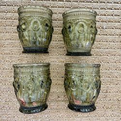 Set Of 4 Bohemian Green Glasses