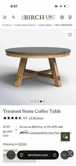Pottery Barn Coffee Table Stone