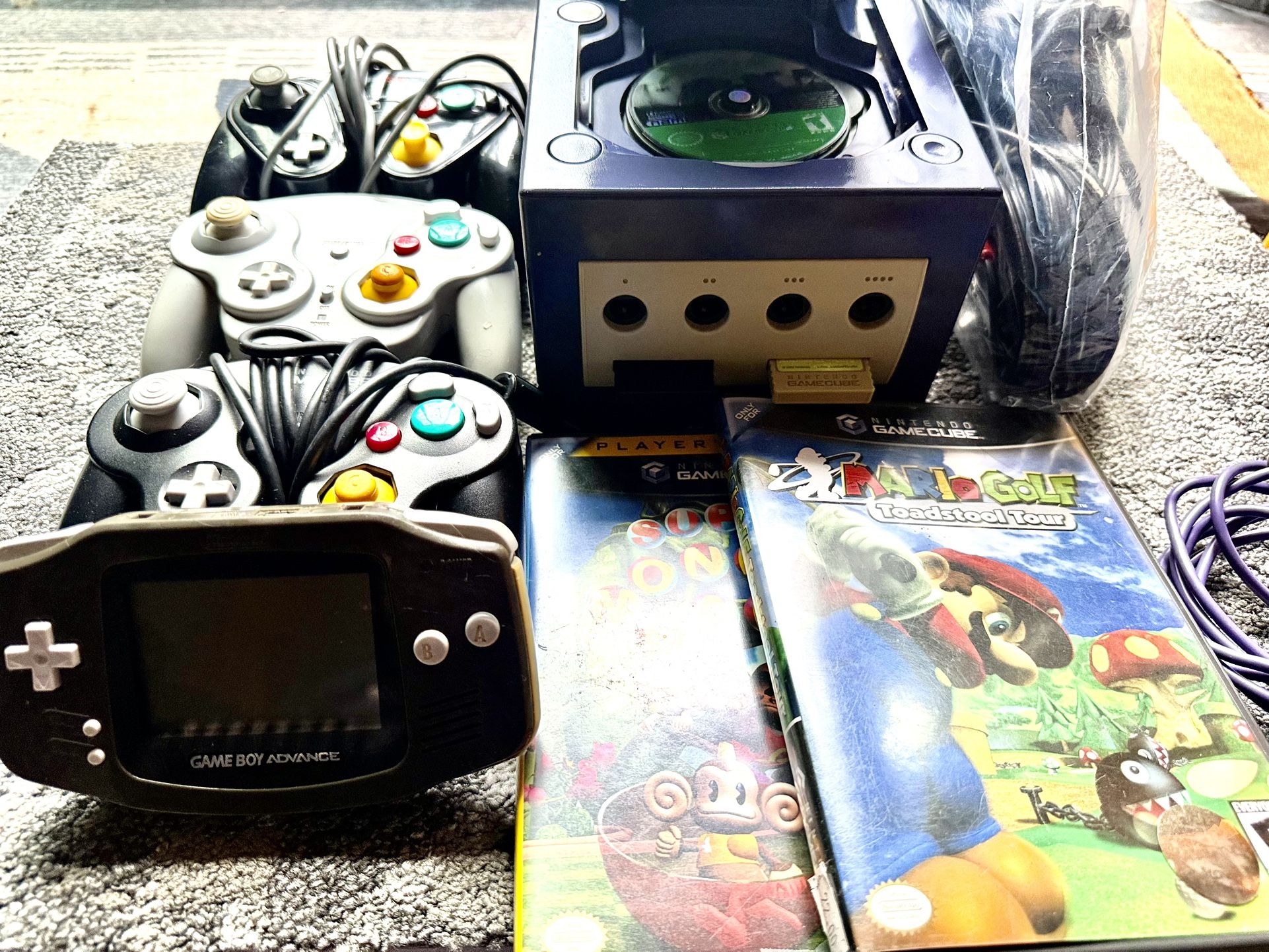 Nintendo GameCube Bundle – 3 Controllers, Game Boy Advance, 3 Games, Memory Cards, Cables