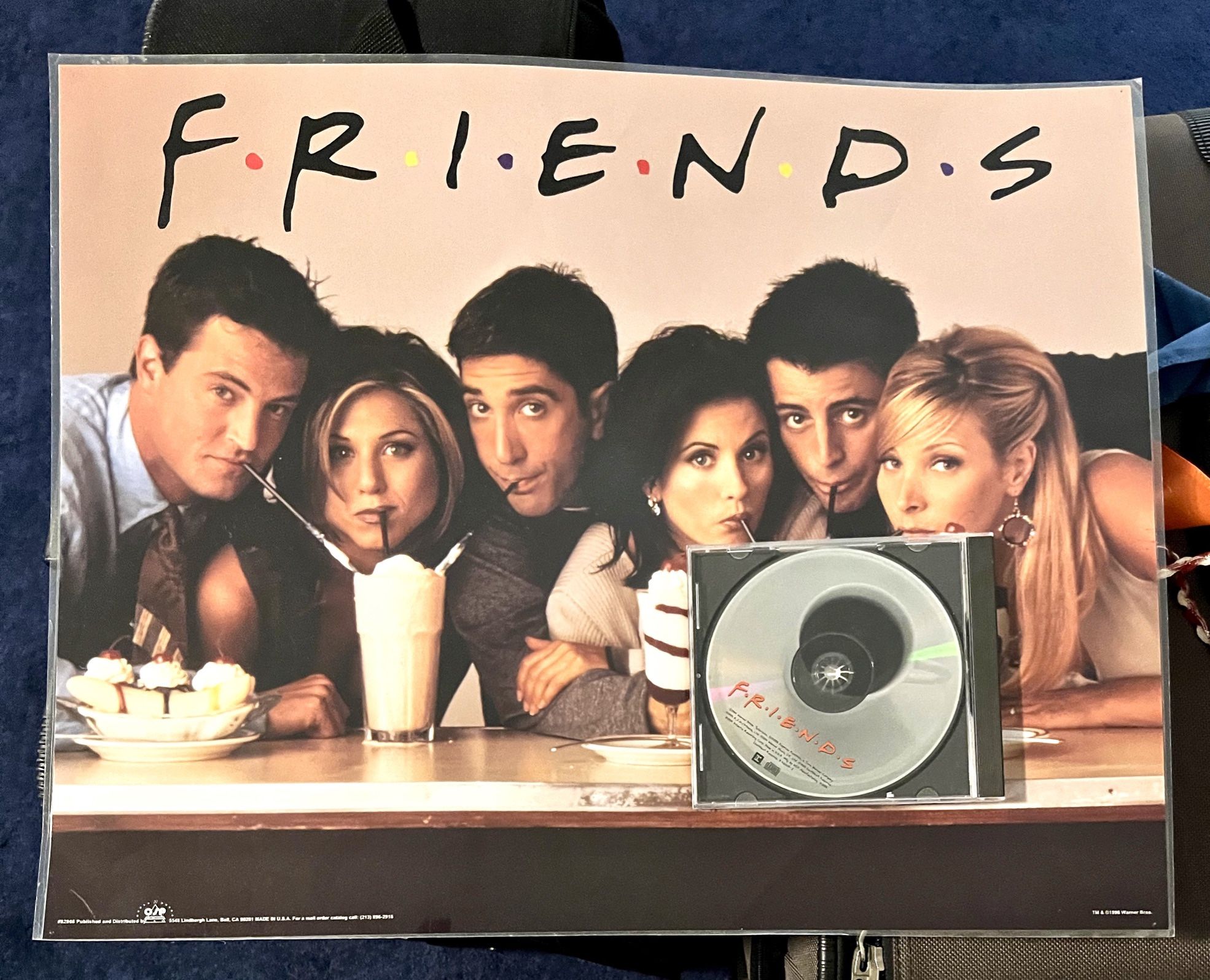 RARE “Friend”s TV Show Collectible Vinyl Placemat Plus Cd Original Soundtrack