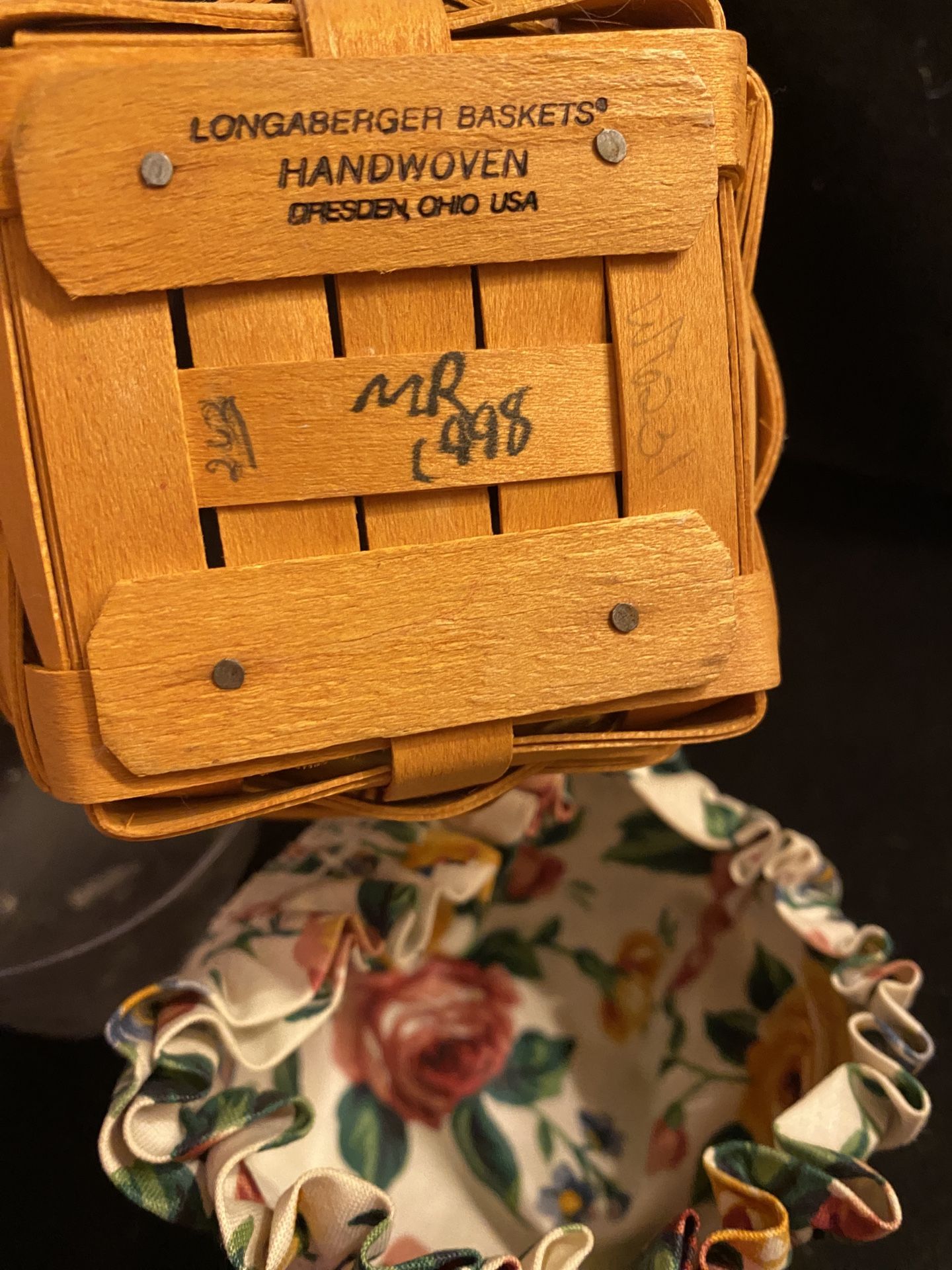 Longaberger Basket With Fabric & Plastic Liner