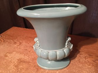 Vintage urn  vase slate blue oval shape 10 inches
