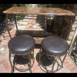 Bar Table With Two Matching Stools