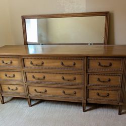 Vintage MCM Henredon Empire Regency Dresser Nightstand And Headboard Bedroom Set 