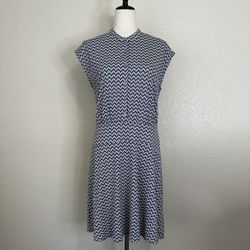 NWOT Boden Easy Jersey Geometric Print Cap Sleeves Shirt Dress, Size 10R