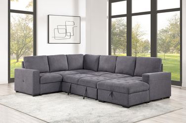 3PC Grey Sectional W/ Pull Out Sleeper