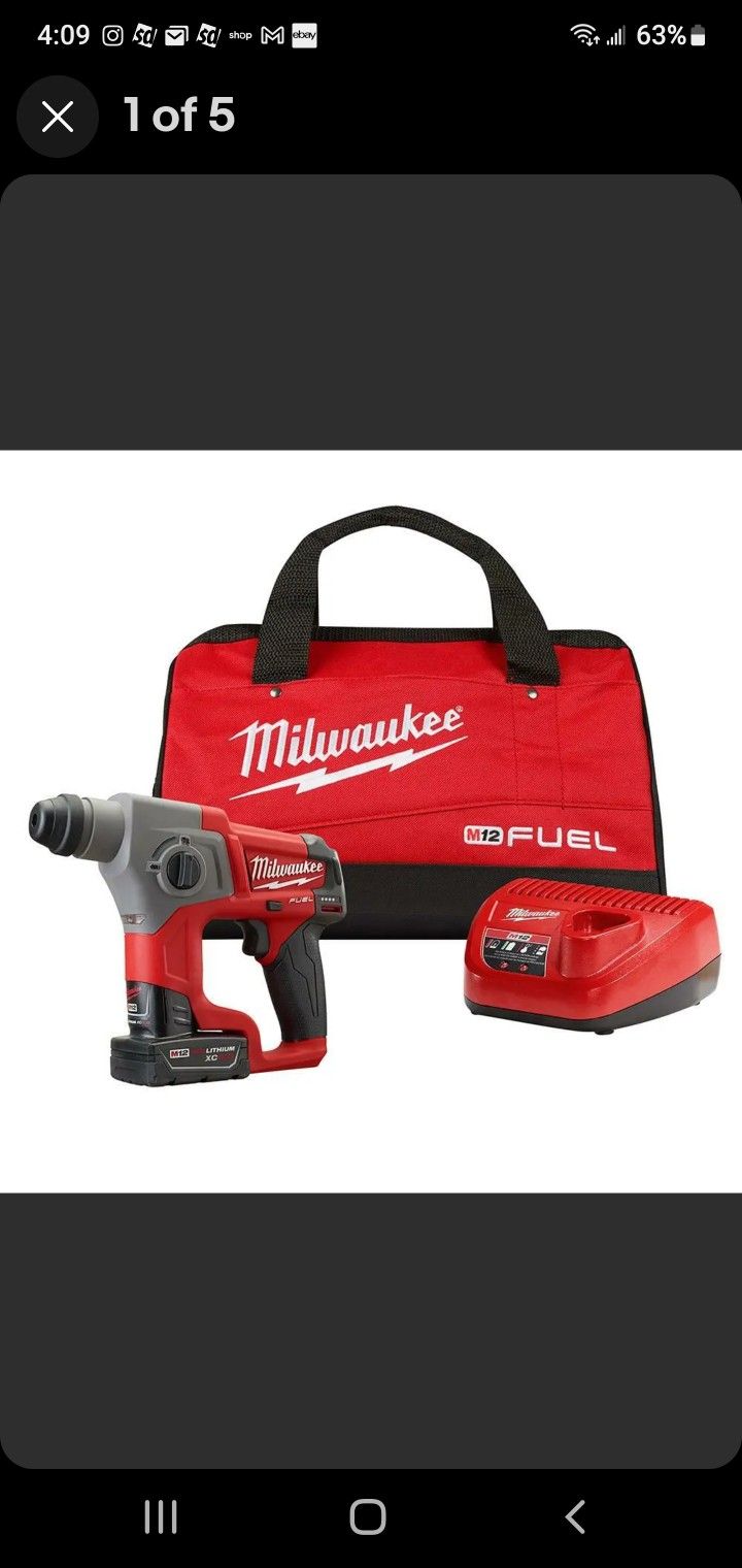M12 FUEL 12V Lithium-Ion Brushless Cordless 5/8 in. SDS-Plus Rotary Hammer Kit with One 4.0Ah Battery and Bag. No Offers Accepted