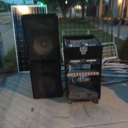 Sound Mixer Amp And 2 Large Professional Speaker's 