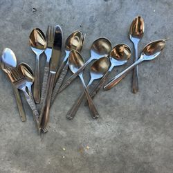 Vintage Stainless Steel Flatware Mixed Lot - Floral/Rose Patterns