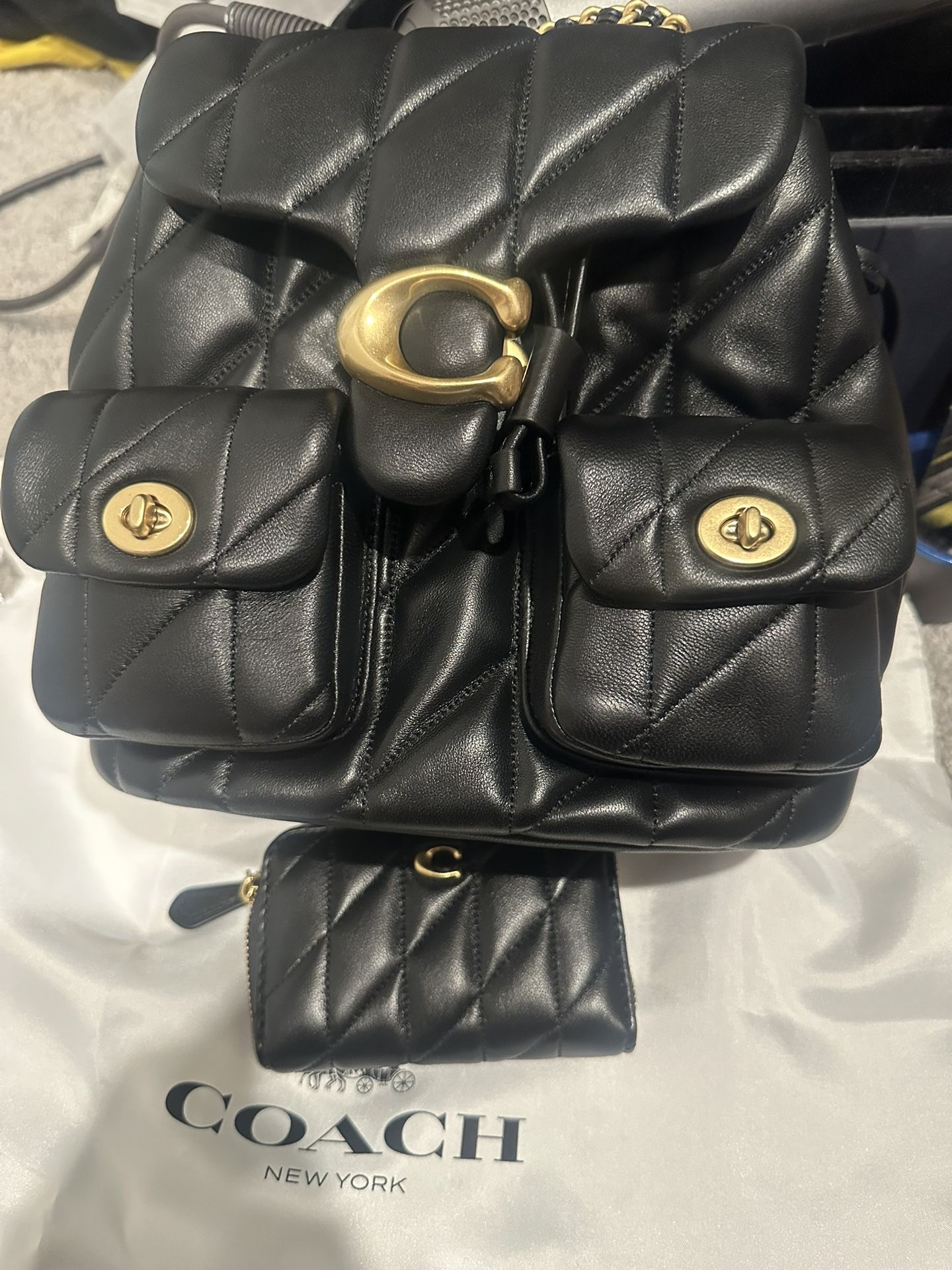 Black Coach Backpack With Wallet