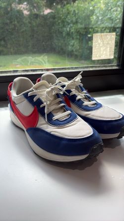 Nike Waffle Debut Red /White-Blue colorway, style DV0527-001.
