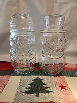 2 Candy Jars, Anchor Hocking, Santa And Frosty