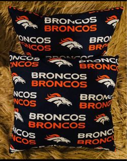 Denver Broncos NFL Decor Pillow Set Handmade Hard to Find 15”x14”