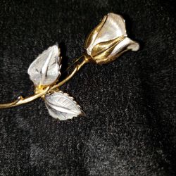 Vintage Two Tone Rose Pin/Brooch 