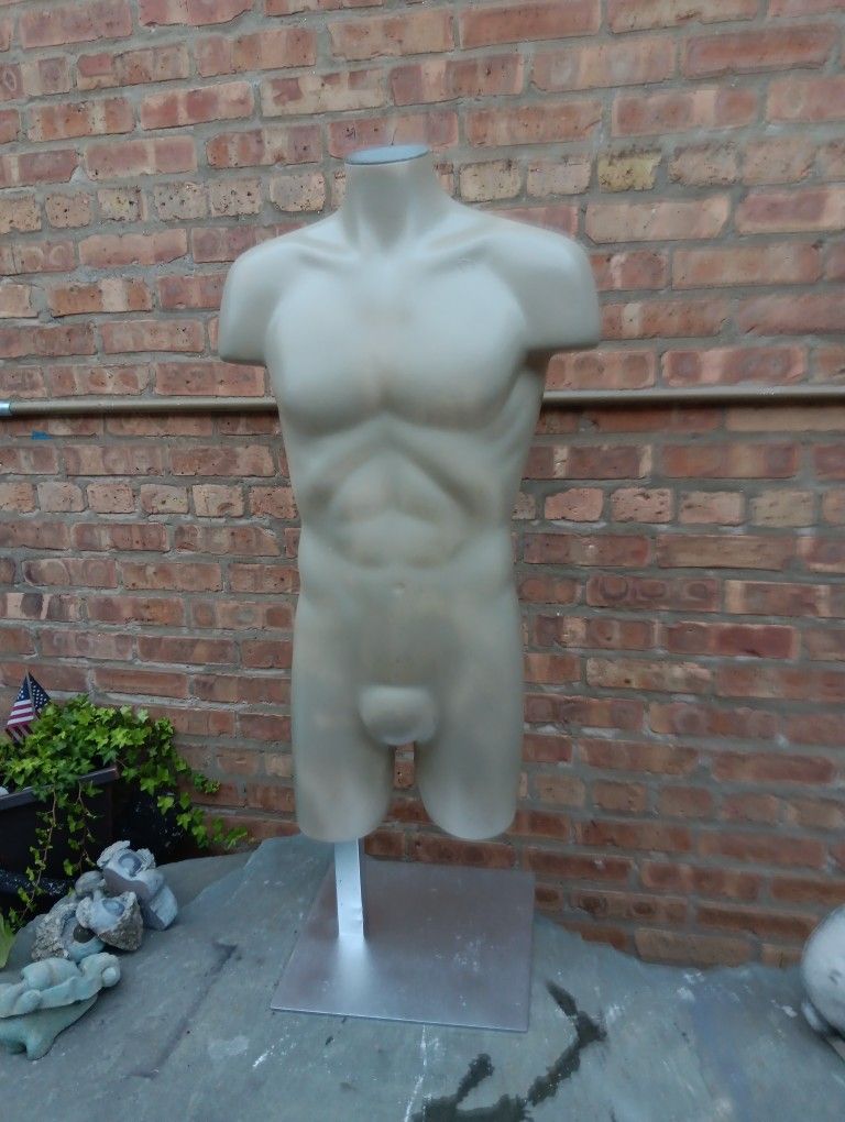 Adjustable Male Torso Mannequin W/Base Holder Stand 