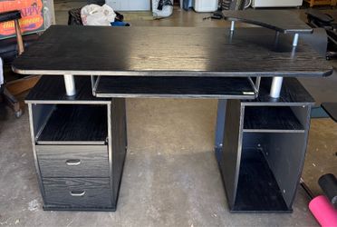 Black desk , solid, optional desk riser for sale also
