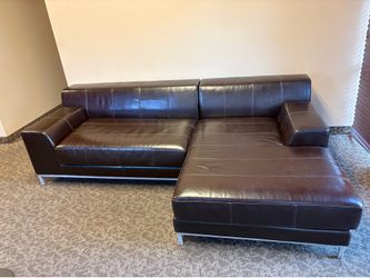Modern leather couch & chaise