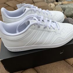 NIB Adidas Hoops 4.0 White Sneakers Men’s 9.5 Womens 10.5 Leather Low Basketball